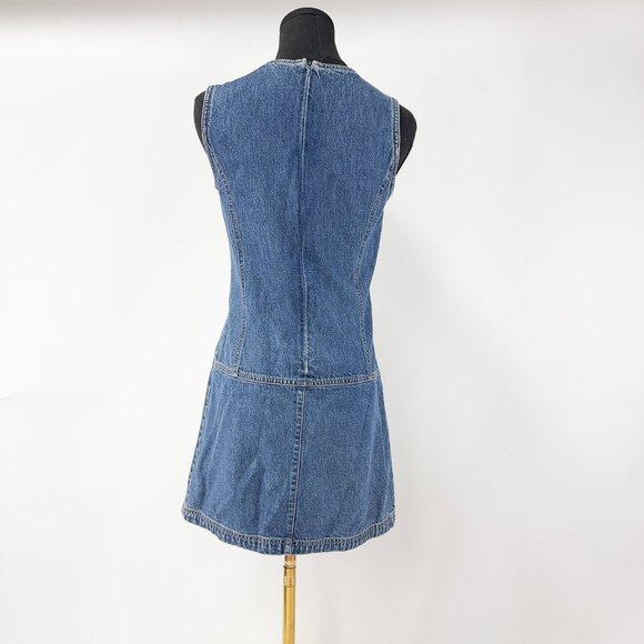 VINTAGE GAP JEANS A LINE BLUE DENIM DRESS WITH ZIPPER BACK - Picture 4 of 8